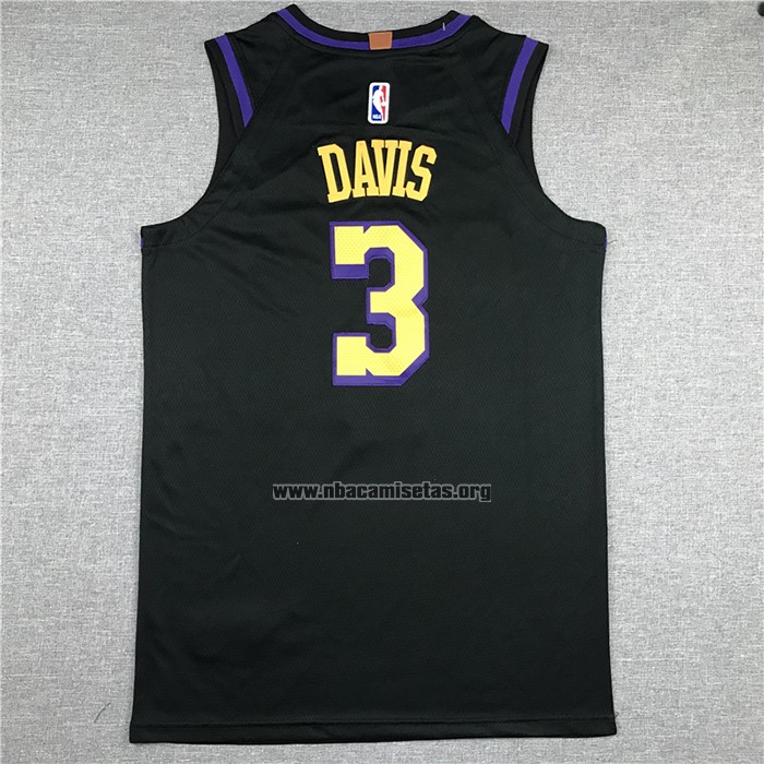 Camiseta Los Angeles Lakers Anthony Davis NO 3 Ciudad 2019-20 Negro